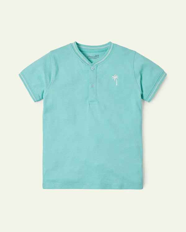 Palm Tree Embroidered Henley