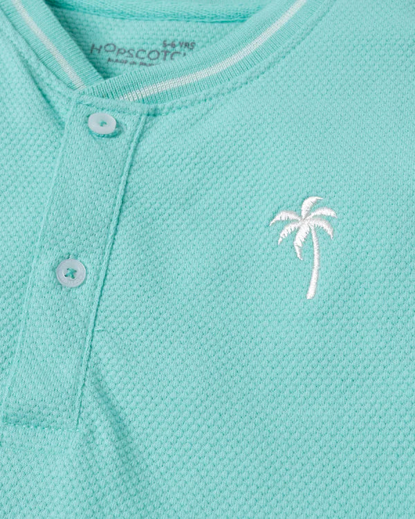 Palm Tree Embroidered Henley